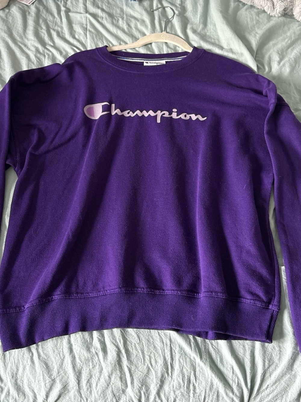 Champion Purple Logo Crewneck Sweatshirt